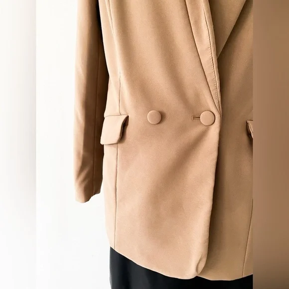 Oh Polly Tan Blazer Jacket with Pockets, Size 8 - Picture 7 of 8